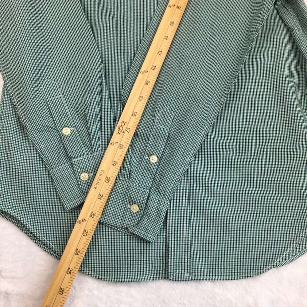 Ralph Lauren Shirt Boys Large (14-16) Green Micro-Check‎ Blue Pony